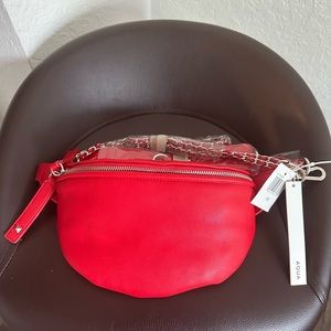 NWT Cross Body Aqua Womens red leather Bag w/ straps